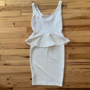 Chic White Peplum Midi Dress